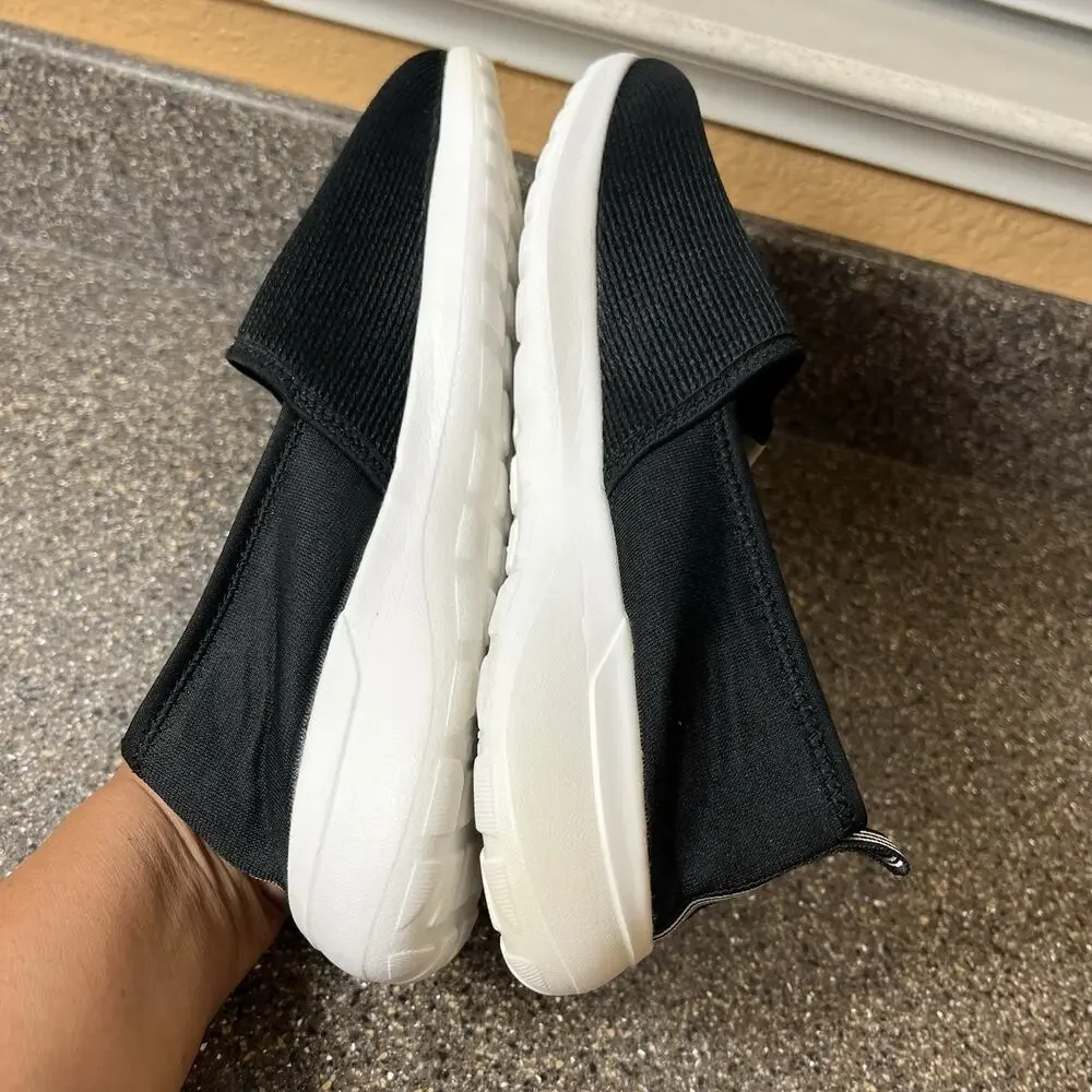 adidas Women's 10 Black Knit Mesh Slip On Sneaker Shoes Cloudfoam Comfort Casual